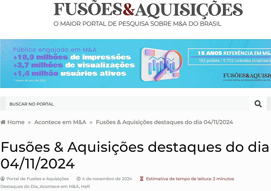 Fuses & Aquisies destaques do dia 04/11/2024